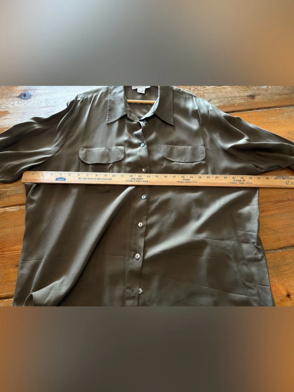 100% Silk Olive Button Up Blouse Plus Size 24W Innovations Sport II - Picture 4 of 9